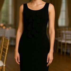 Tempo‎ Paris Black 3D Petal Sheath Dress Size M